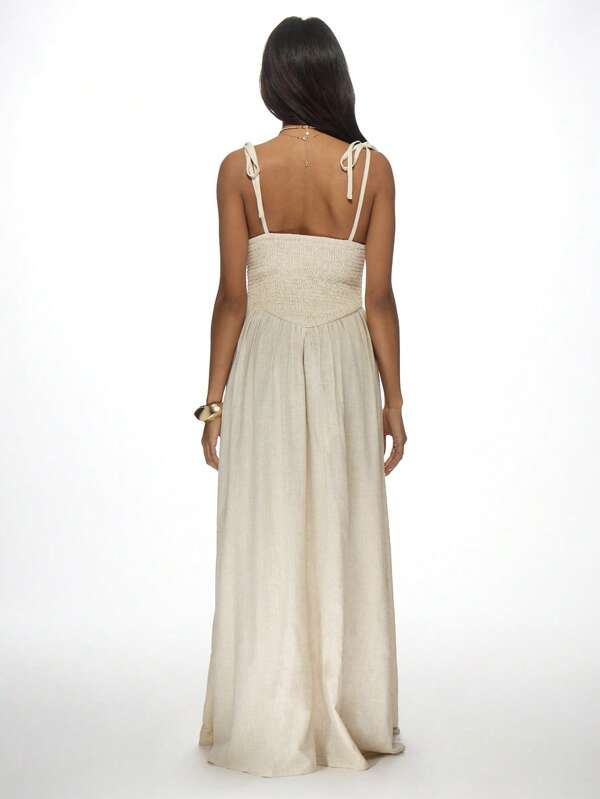 Missguided MISSGUIDED Flowy Sleeveless Shirred Bodice Women Maxi Dress With Pockets