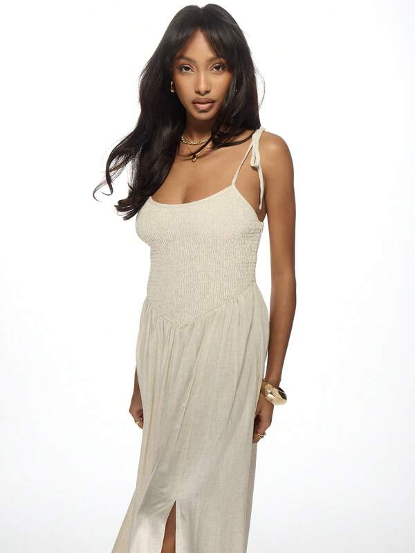 Missguided MISSGUIDED Flowy Sleeveless Shirred Bodice Women Maxi Dress With Pockets