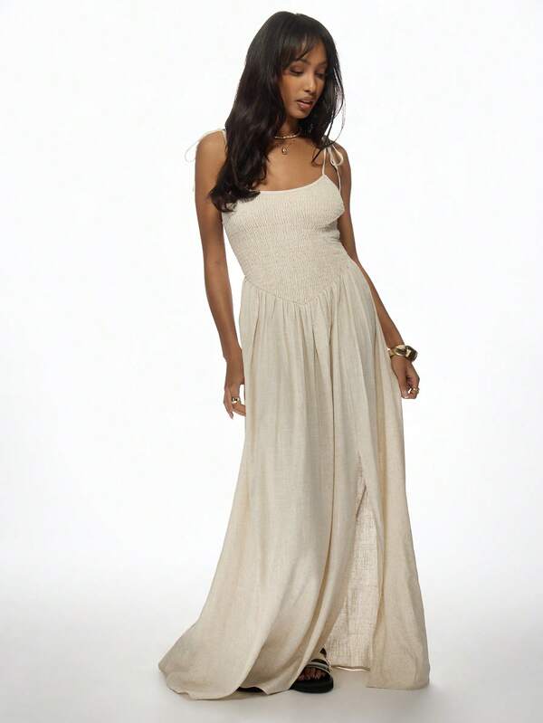 Missguided MISSGUIDED Flowy Sleeveless Shirred Bodice Women Maxi Dress With Pockets