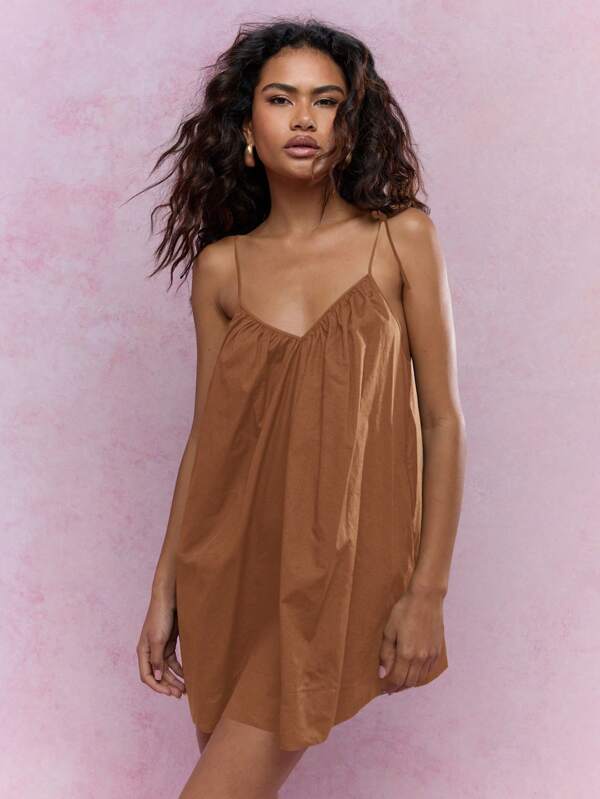 missguided MISSGUIDED Flowy Smock Mini Dress Adjustable Spaghetti Straps