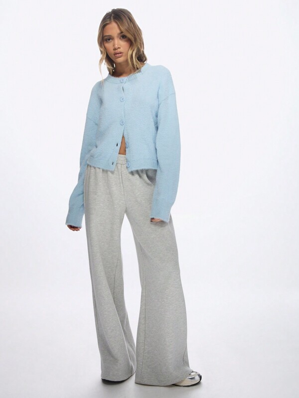 missguided MISSGUIDED Fluffy Cozy Knit Button-Up Cardigan