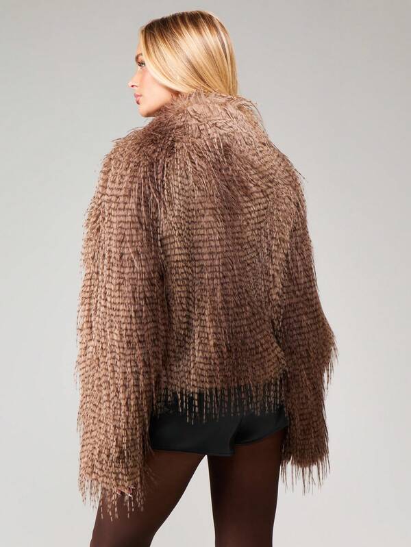 Missguided MISSGUIDED Fluffy Faux Fur Coat With Toggle Closures