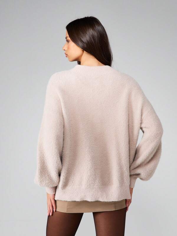 Missguided MISSGUIDED Fluffy Knit Cardigan With Gold Buttons