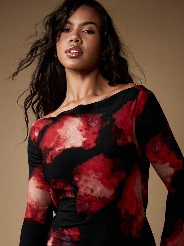 Missguided MISSGUIDED Fluted Long Sleeve Bodycon Backless Elegant Maxi Dress