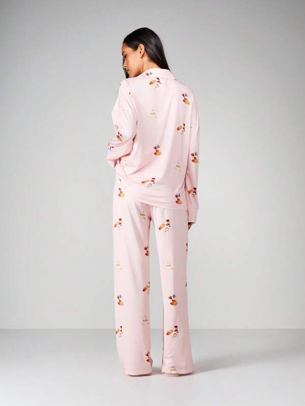 Missguided MISSGUIDED Food Print Pajama Set With Button Front
