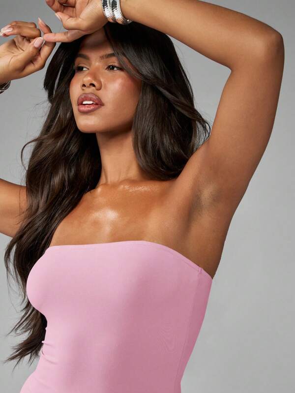 Missguided MISSGUIDED Form Fitting Bandeau Strapless Bodycon Mini Dress