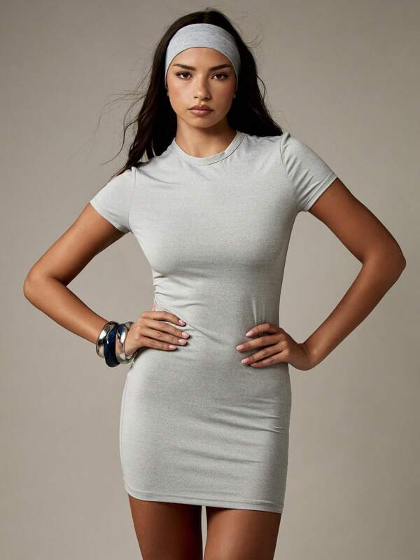 missguided MISSGUIDED Form Fitting T-Shirt Mini Dress With Headband