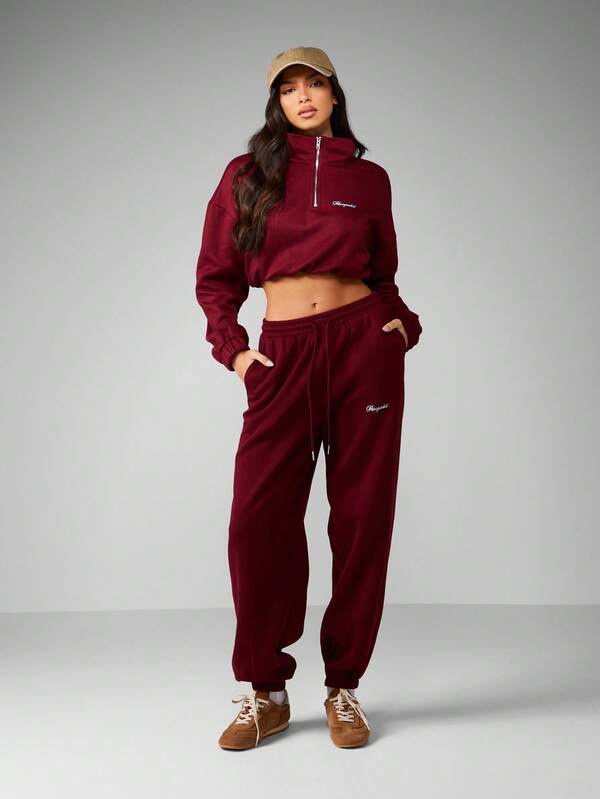 Missguided MISSGUIDED French Terry Wide Leg Joggers With Elastic Cuffs