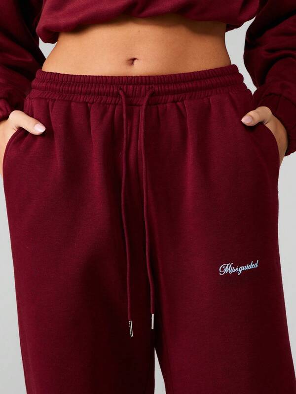 Missguided MISSGUIDED French Terry Wide Leg Joggers With Elastic Cuffs