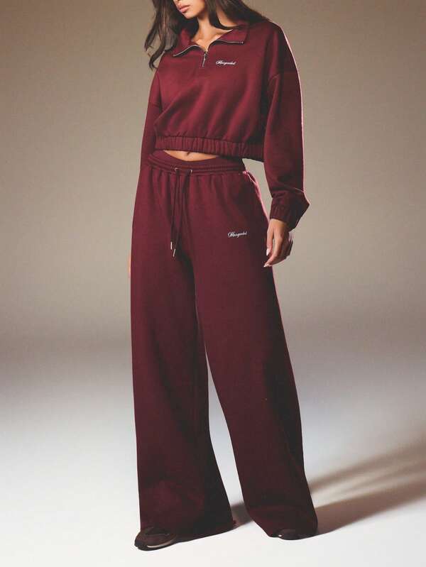 missguided MISSGUIDED French Terry Wide Leg Joggers With Elastic Cuffs