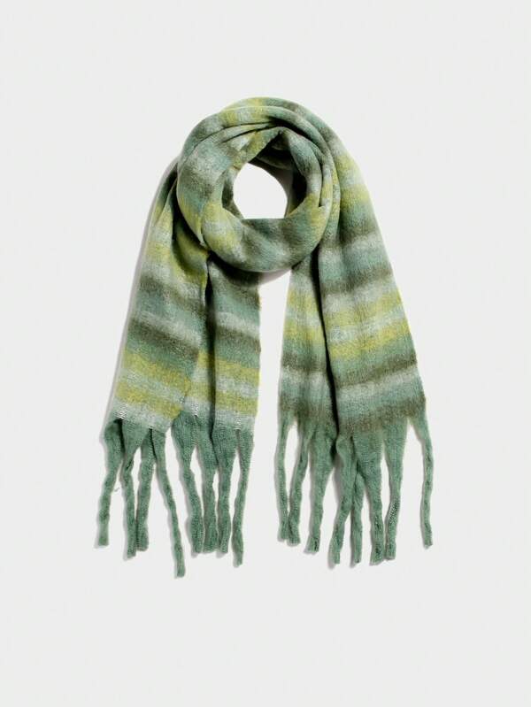 missguided MISSGUIDED Fringed Striped Scarf With Soft Texture