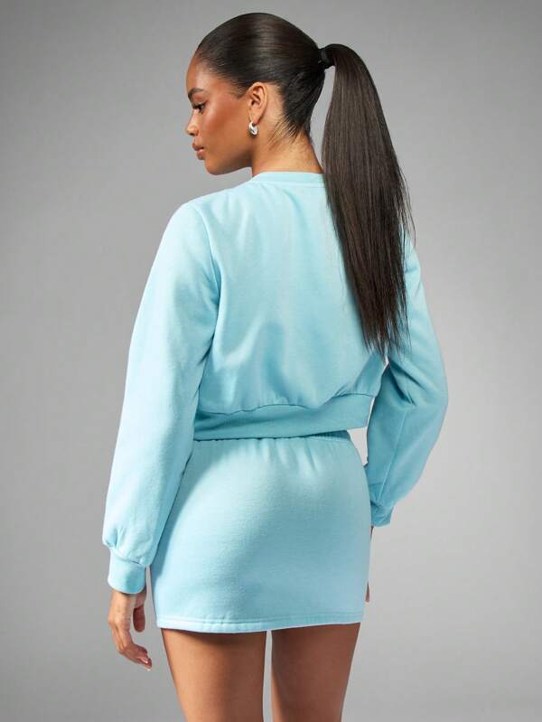 Missguided MISSGUIDED Front Popper Track Jacket With Mini Skirt Set