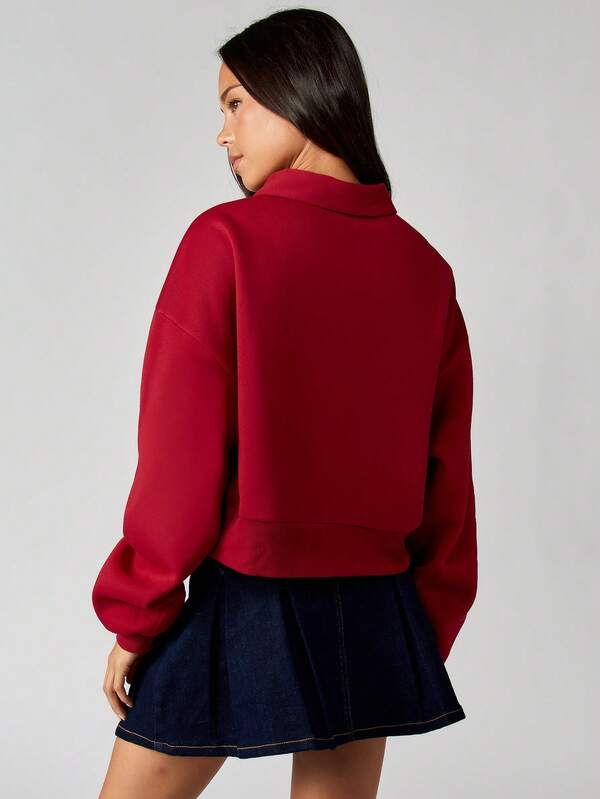 Missguided MISSGUIDED Full Zip Collared Sweatshirt With Long Sleeves
