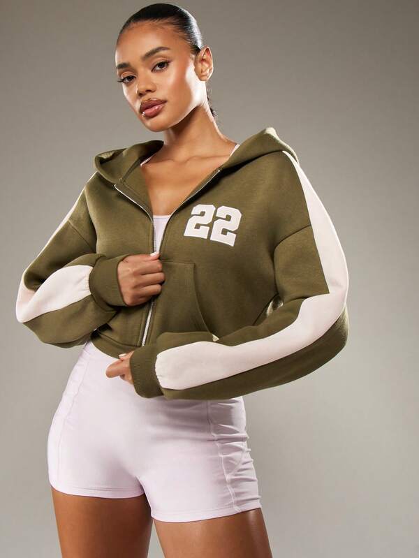missguided MISSGUIDED Full Zip Fitted Hoody With Drawstring