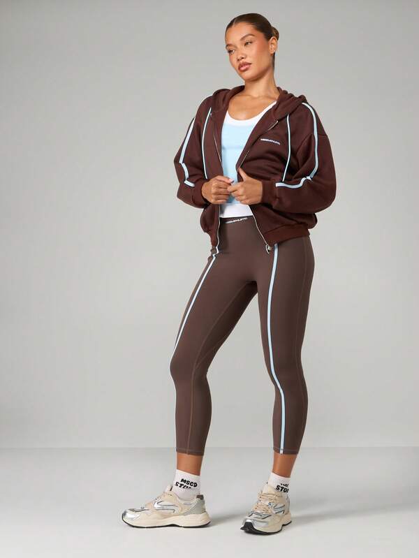 Missguided MISSGUIDED Full Zip Hooded Sweatshirt With Contrast Piping