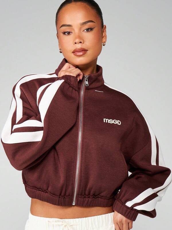 Missguided MISSGUIDED Full-Zip Sweatshirt With White Side Stripes