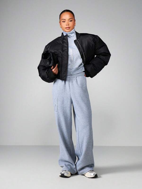 Missguided MISSGUIDED Funnel Neck Full Zip Sweatshirt With Long Sleeves