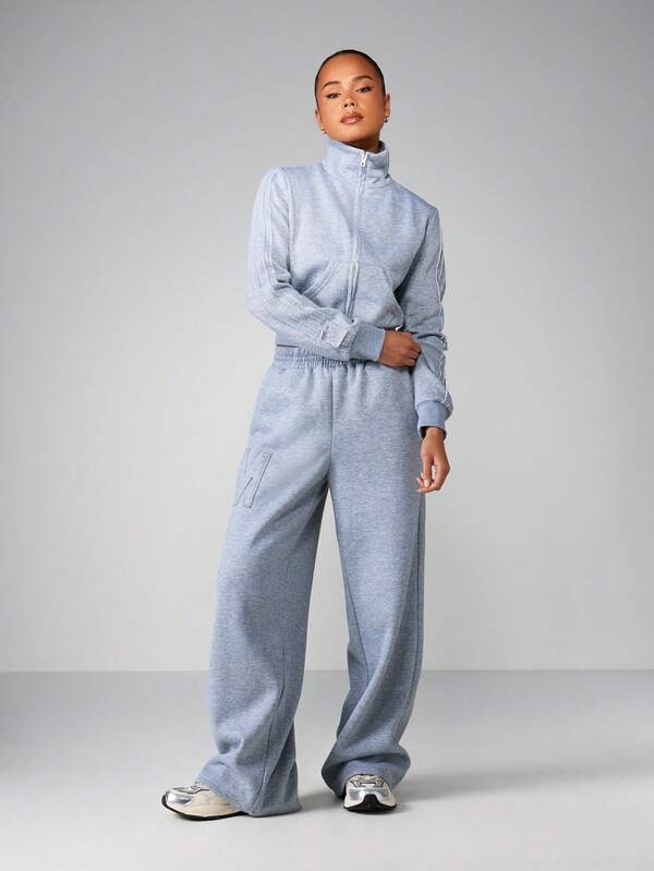 Missguided MISSGUIDED Funnel Neck Full Zip Sweatshirt With Long Sleeves