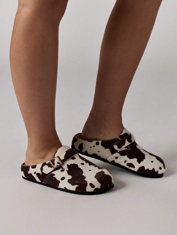 missguided MISSGUIDED Furry Backless Mule Slippers With Buckle Detail