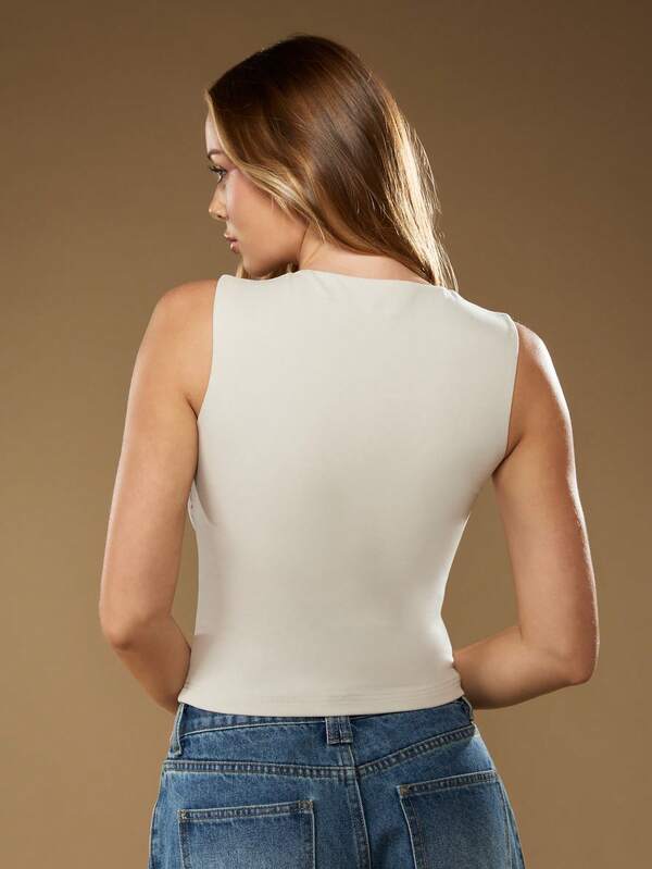 Missguided MISSGUIDED Gathered Detail V-Neck Tank Top