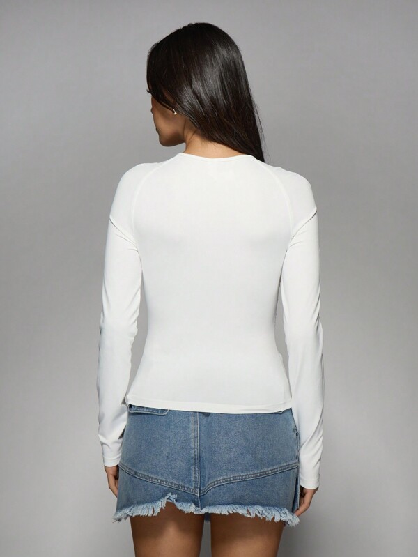 Missguided MISSGUIDED Gathered Shoulder Long Sleeve Ruched Crop Top