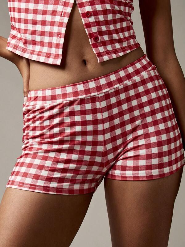 Missguided MISSGUIDED Gingham Crop Top And High Waist Shorts Coordinates