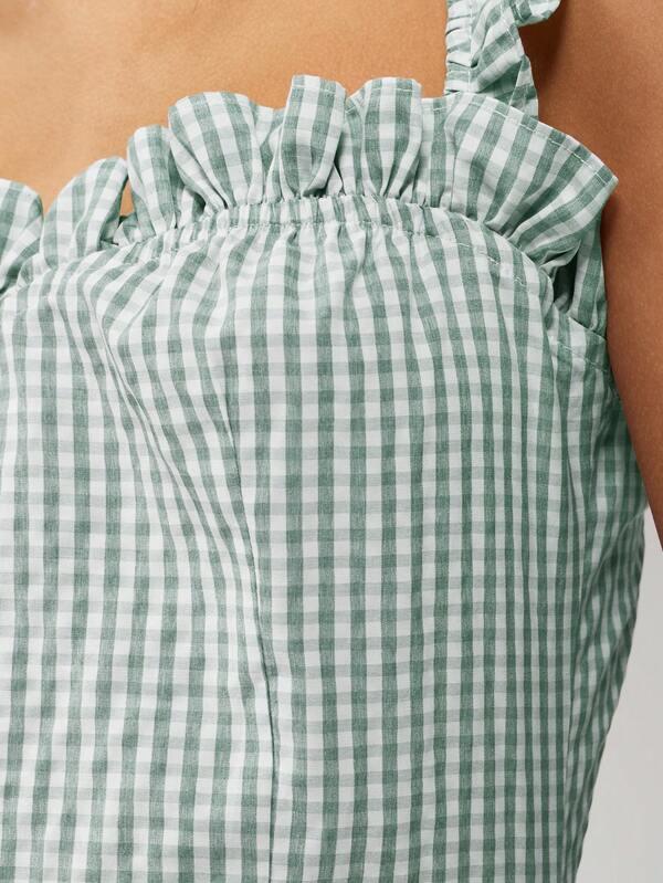 Missguided MISSGUIDED Gingham Ruffle Strap Square Neck Cottage Core Mini Dress
