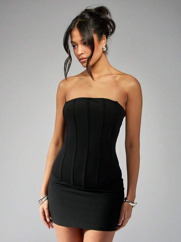 Missguided MISSGUIDED Glamorous Mesh Corset Bodycon Strappy Cut-Out Mini Dress