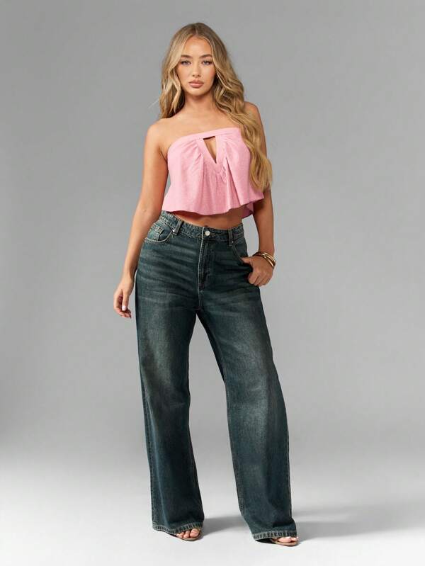 Missguided MISSGUIDED Glitter Ribbed Bustier Crop Top