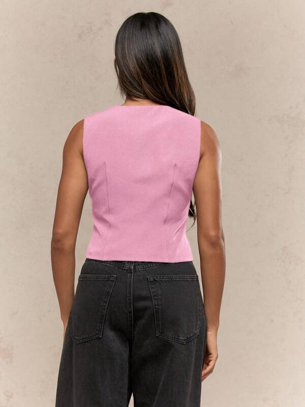 Missguided MISSGUIDED Gold Button Front Tailored Vest Women Tops