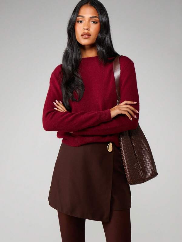 missguided MISSGUIDED Gold Hardware Wrap Front Skort