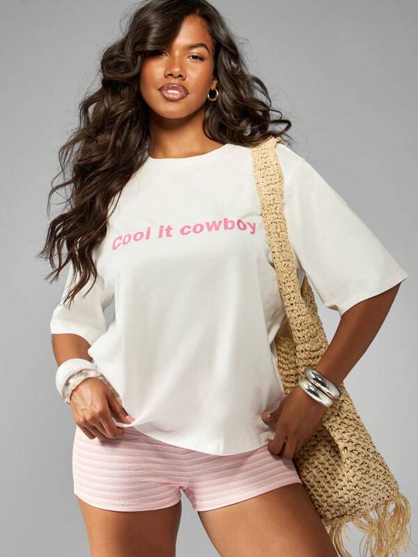 missguided MISSGUIDED Graphic Western Inspired Oversized Casual Statement T-Shirt