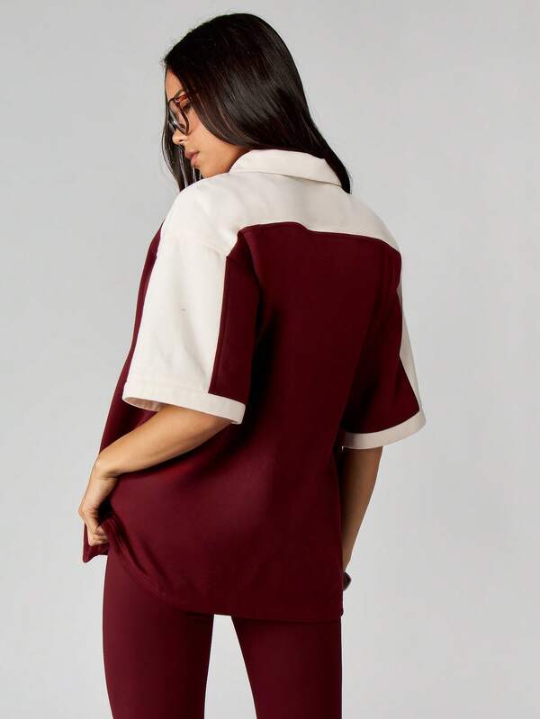 Missguided MISSGUIDED Half Zip Color Block Sports Sweatshirt