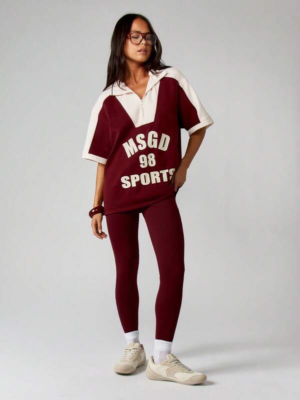 Missguided MISSGUIDED Half Zip Color Block Sports Sweatshirt