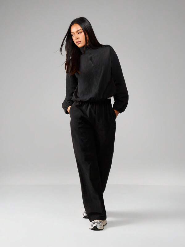 Missguided MISSGUIDED Half Zip Pullover With Elastic Cuffs