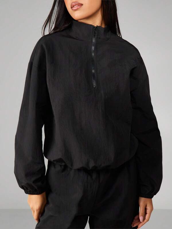 Missguided MISSGUIDED Half Zip Pullover With Elastic Cuffs