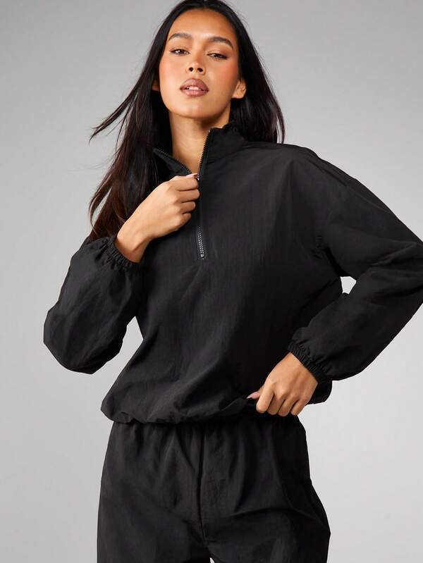 missguided MISSGUIDED Half Zip Pullover With Elastic Cuffs