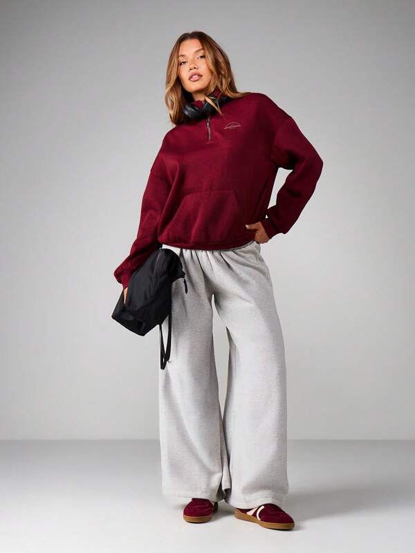 Missguided MISSGUIDED Half Zip Sweatshirt With Centre Pocket