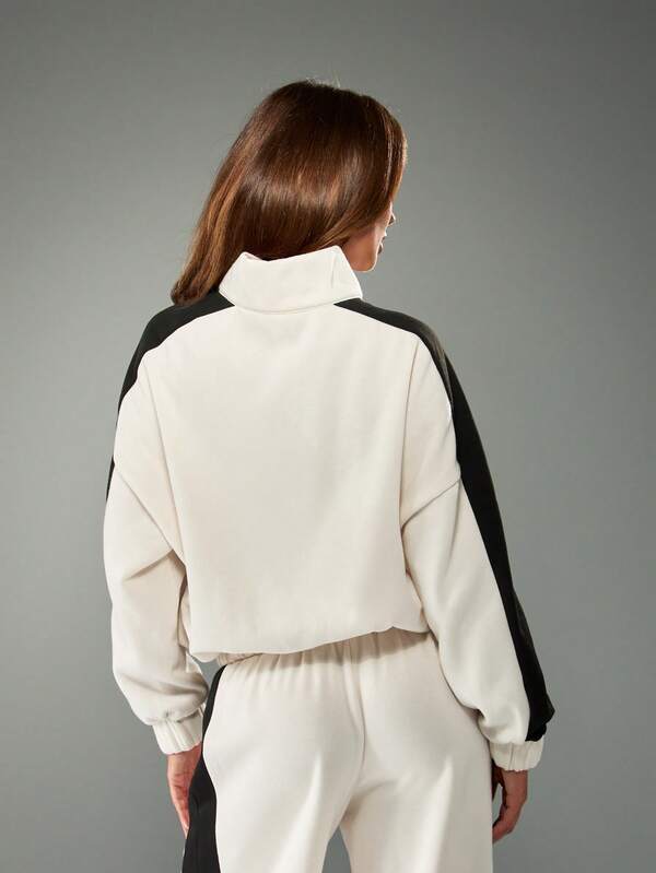 Missguided MISSGUIDED Half Zip Sweatshirt With Side Stripes