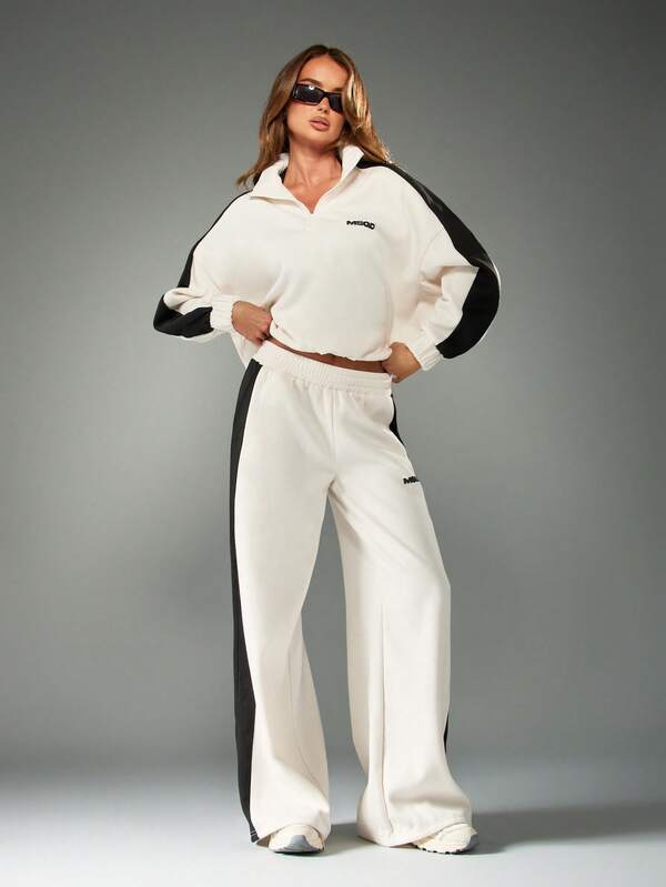 Missguided MISSGUIDED Half Zip Sweatshirt With Side Stripes