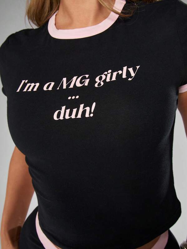 Missguided MISSGUIDED Halloween Cropped Slogan Baby Tee With Matching Hot Pants