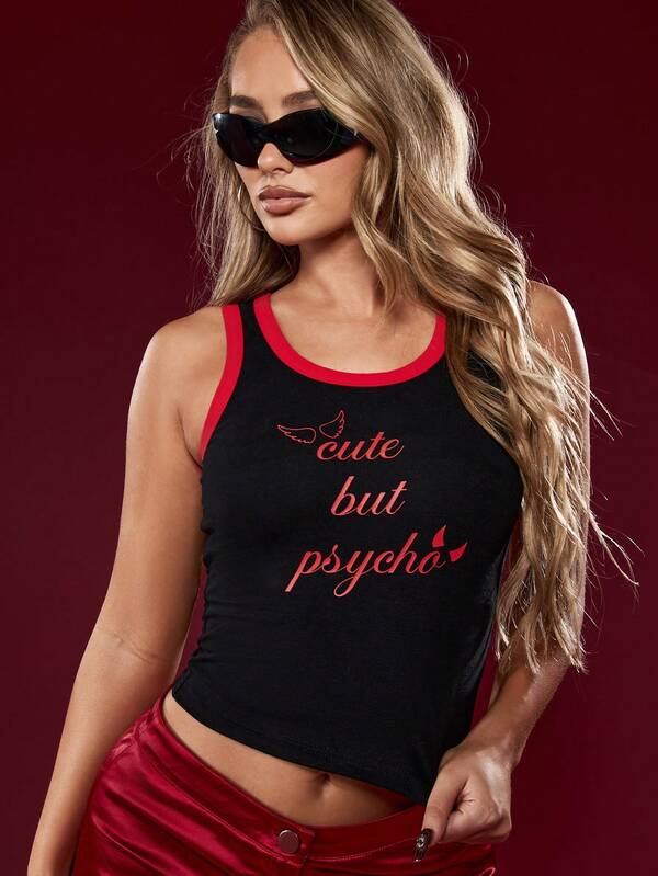 Missguided MISSGUIDED Halloween Racer Tank With Contrast Binding