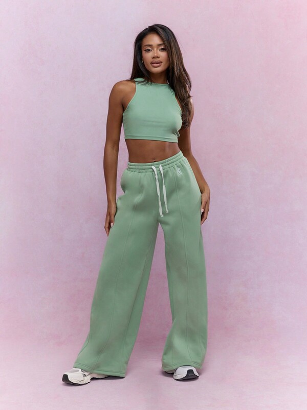 Missguided MISSGUIDED Halter Crop Top And Wide Leg Sweatpants Set