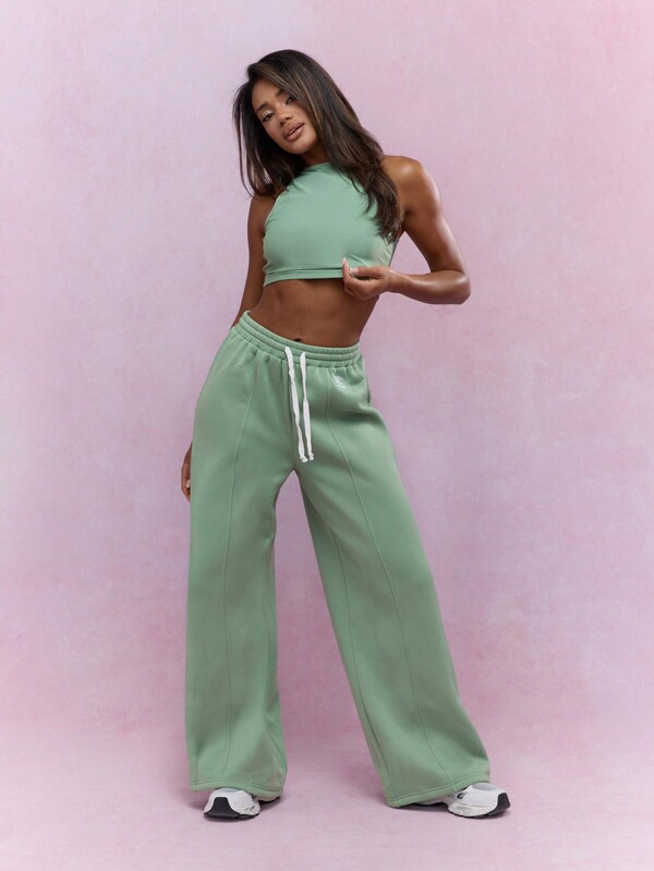 missguided MISSGUIDED Halter Crop Top And Wide Leg Sweatpants Set