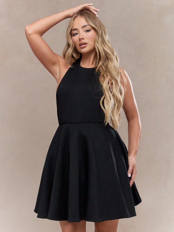 missguided MISSGUIDED Halter Neck Backless Skater Mini Dress