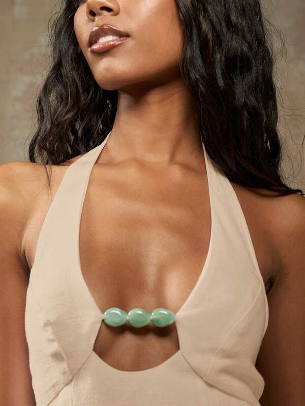 Missguided MISSGUIDED Halter Neck Bralette With Turquoise Stone Detail Women Tops