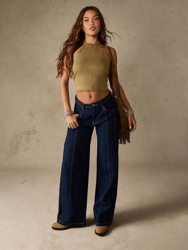 Missguided MISSGUIDED Halter Neck Crop Top With Back Tie Detail