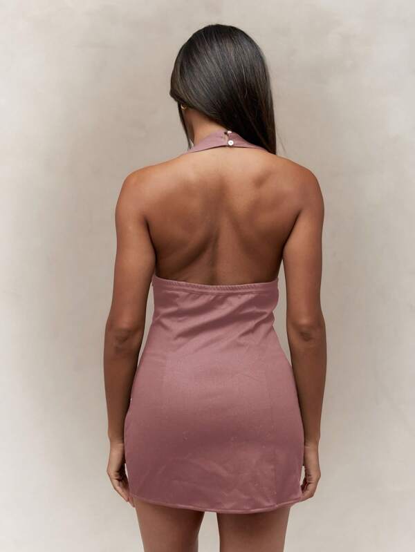 Missguided MISSGUIDED Halter Neck Cut Out Bodycon Mini Dress