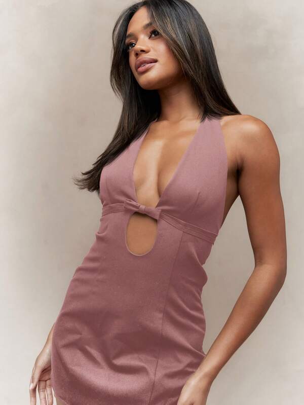 Missguided MISSGUIDED Halter Neck Cut Out Bodycon Mini Dress