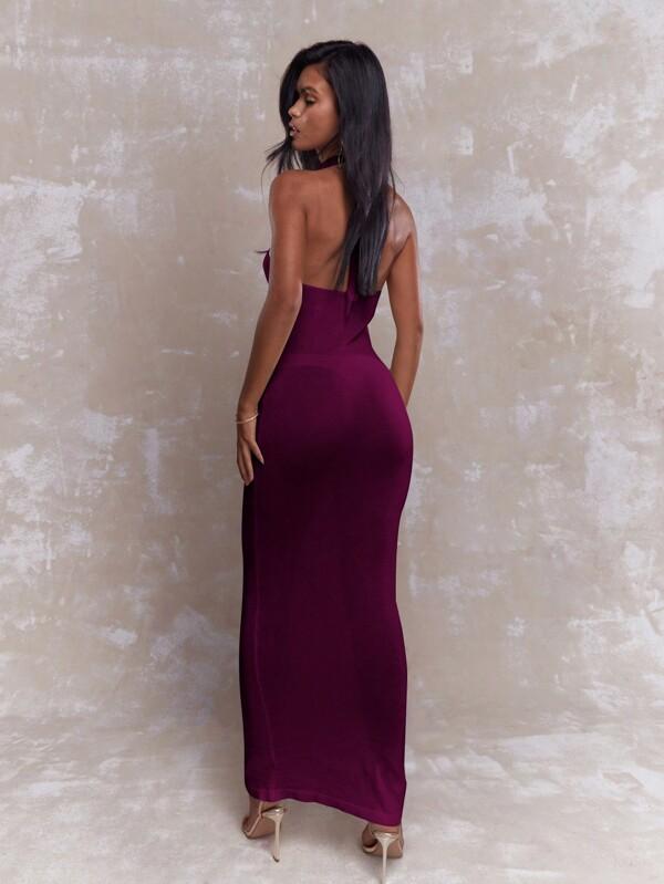 Missguided MISSGUIDED Halter Neck Cutout Maxi Dress With Backless Design